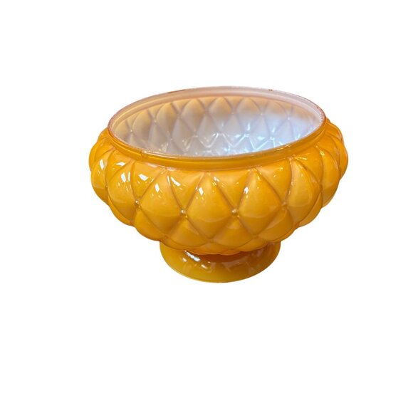 Vintage Amber Glass Lampshade Quilted Replacement Globe Overlay Glass 6 3/4" - Picture 6 of 12